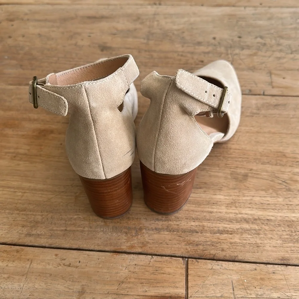 Soludos Gemma Heel – Size 8 – Neutral Suede Block Heel – Anthropologie